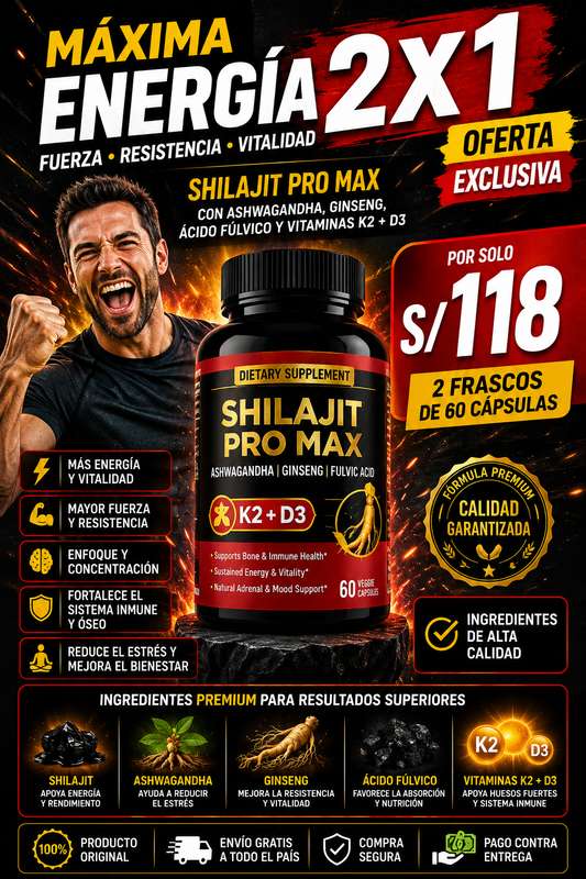 2x1 POTENCIADOR 🌿 SHILAJIT PRO MAX – Potencia de Alta Pureza 💊💪